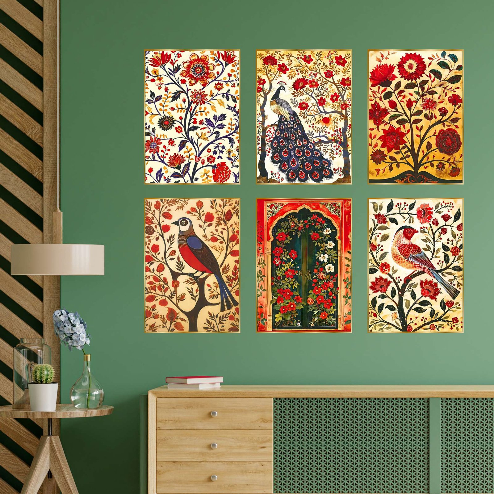 Set of Six Wall Paintings for Wall Dacoration Golden Framed Wall Paintings for Living Room & Bedroom Wall Art for Home Decoration & Office Wall Décor (17x13 inch CH-GD6-9) - Image 3